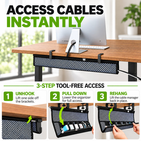 Clamp Mounted Mesh Cable Manager - (38")